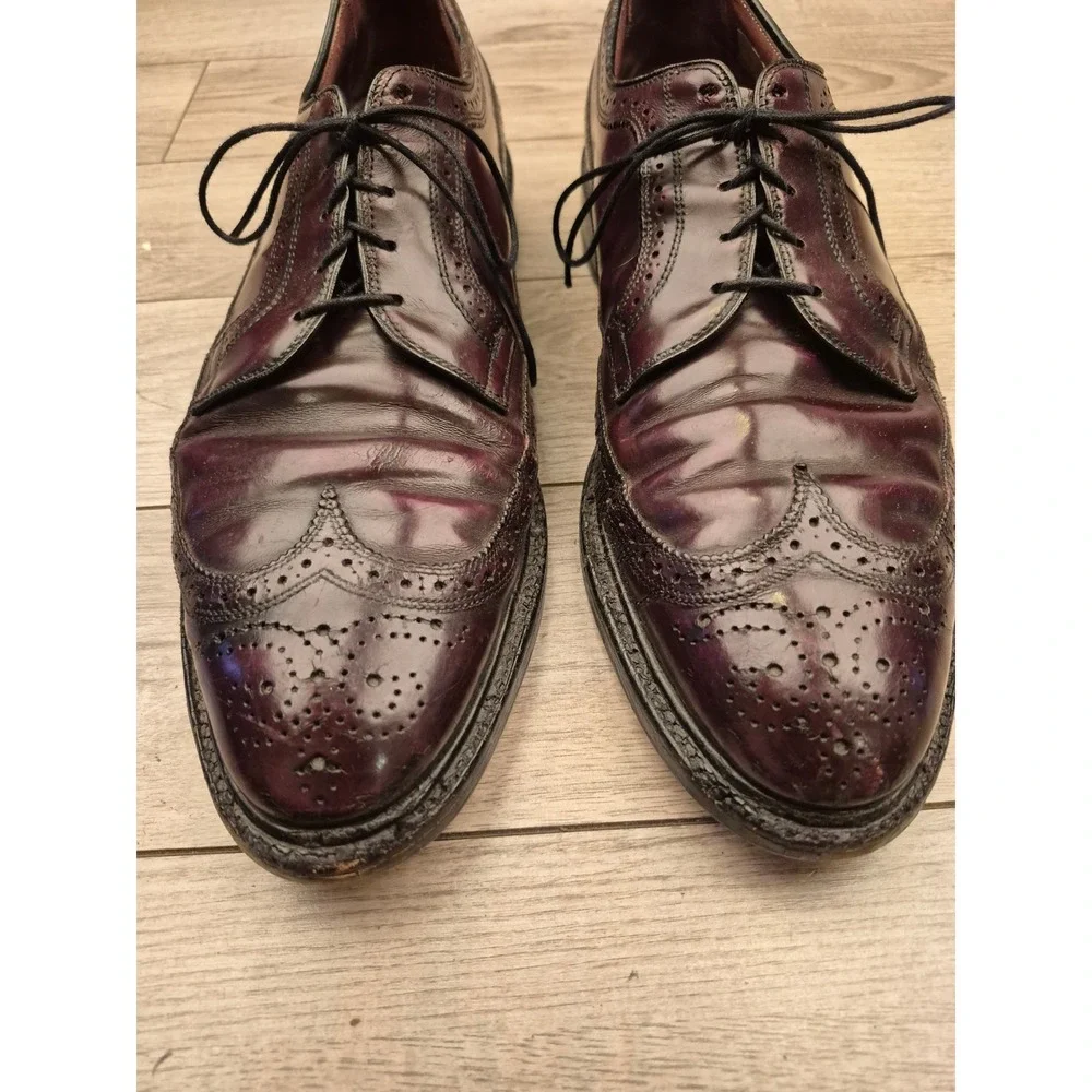 Allen Edmonds MacNeil Burgundy Leather Longwing Brogue Blucher‎ Dress Shoes 13 A
